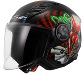 LS2 OF616 Airflow II Happy Dreams Casco Jet - Negro Blanco Rojo (L)