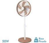 Ventilador de pie alcañiz blanco/haya 3vel.50w.5aspas oscilante y rotatorio regx45x37cm