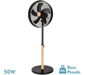 Ventilador de pie falcon negro/haya 3vel.50w.5aspas oscilante y rotatorio regx45x37cm