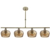 FABRILAMP Lampara Estela 4xe14 Cuero Regx75x13 Cm C/tulipas Cristal Tallado Ambar