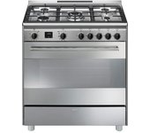 Cocina Gas - Smeg BG91PX2, 90 cm, 5 Fuegos, Pirolítico, Inox