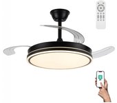 Ventilador led aspas retráctiles miso evo negro cct dim (72w)