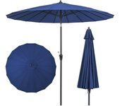 Costway Sombrilla Redonda de 265 cm con 18 Varillas de Fibra de Vidrio Botón de Inclinación Manivela Toldo de Aluminio para Patio Piscina