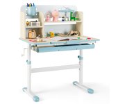 Costway Escritorio de Estudio para Niños Mesa con Altura Ajustable Escritorio Inclinable Aparador Cajón Bandeja Estantes para Casa Escuela