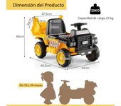 Costway 6V Camión Eléctrico para Niños Vehículo de Juguete Infantil con Ruedas Resistentes al Desgaste Casco de Seguridad Pulsar de Iniciar Amarillo