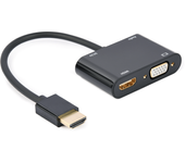 hdmi macho a hdmi hembra + vga hembra + cable adaptador de audio negro