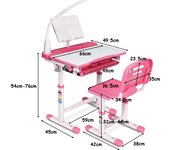 Costway Escritorio para Niños con Lámpara Silla Mesa de Dibujar Lectura para Infantil Ángulo y Altura Ajustable Rosa