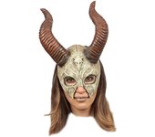 Ghoulish Productions - Máscara Cráneo Mítico con Cuernos, Línea Witch Doctor, Disfraz de Látex resistente, Pintada a Mano, Halloween, Desfile de Carnaval, Fiesta de Disfraces, Talla Única Adulto