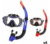 Gafas de buceo con tubo aquasport azul rojo (6 unidades)