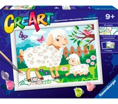 Ravensburger - CreArt Serie D Classic: Pecorelle, Kit para Pintar por Números, Contiene una Tabla Preimpresa, un Pincel, Colores y Accesorios, Juego Creativo para Niños y Niñas 9+ Años