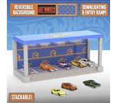 Paladone Hot Wheels - Luz de garaje y exhibición - Producto oficial de Mattel, estuche iluminado con capacidad para 7 coches, fondo personalizable, regalo para coleccionistas