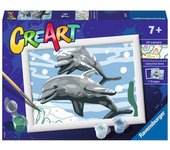 Ravensburger - CreArt Serie E Classic: Delfines juguetones, Kit para Pintar por Números, Juego Creativo para Niños y Niñas 7+ Años