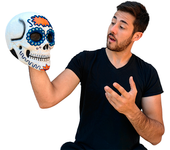 Ghoulish Productions - Sugar Skull Azul (látex duro), Línea Day of the Dead, Disfraz de Látex resistente, pintada a mano, Halloween, Desfile de Carnaval, Fiesta de Disfraces, Talla única adulto.