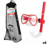 Gafas de buceo con tubo aquasport negro rojo (6 unidades)