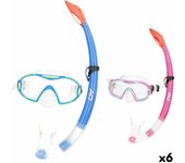 Gafas de buceo con tubo aquasport azul rosa (6 unidades)