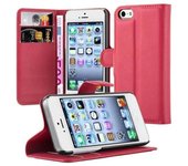 Funda Libro para Apple iPhone 5 / iPhone 5S / iPhone SE en ROJO CARMiN - Cubierta Proteccion con Cierre Magnetico, Tarjetero y Funcion de Suporte - Etui Case Cover Carcasa