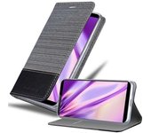 Funda Libro para Vivo V7 en GRIS NEGRO - Cubierta Proteccion con Cierre Magnetico, Tarjetero y Funcion de Suporte - Etui Case Cover Carcasa