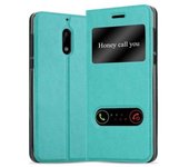Funda Libro para Nokia 6 2017 en TURQUESA MENTA - Cubierta Proteccion con Cierre Magnetico, Funcion de Suporte y 2 Ventanas- Etui Case Cover Carcasa