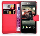 Funda Libro para LG F5 / LUCID 2 en ROJO CARMiN - Cubierta Proteccion con Cierre Magnetico, Tarjetero y Funcion de Suporte - Etui Case Cover Carcasa