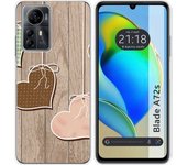 Funda Silicona Zte Blade A72s Corazones Madera