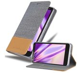 Funda Libro para Motorola MOTO X3 en GRIS CLARO MARRoN - Cubierta Proteccion con Cierre Magnetico, Tarjetero y Funcion de Suporte - Etui Case Cover Carcasa