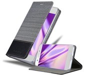 Funda Libro para Sony Xperia XA1 en GRIS NEGRO - Cubierta Proteccion con Cierre Magnetico, Tarjetero y Funcion de Suporte - Etui Case Cover Carcasa