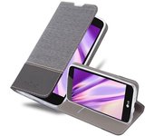 Funda Libro para LG K8 2016 en GRIS NEGRO - Cubierta Proteccion con Cierre Magnetico, Tarjetero y Funcion de Suporte - Etui Case Cover Carcasa