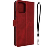 Funda para Motorola Moto G72 Clapet Tarjetero Soporte Vídeo Correa Rojo