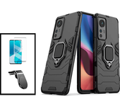 Kit de película de vidrio curvo curvo completo 5D + defensor de la cubierta de 3x1 + soporte magnéti