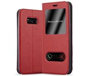 Funda Libro para Samsung Galaxy S8 en ROJO AZRAFaN - Cubierta Proteccion con Cierre Magnetico, Funcion de Suporte y 2 Ventanas- Etui Case Cover Carcasa