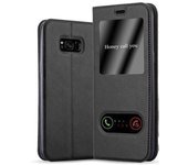 Funda Libro para Samsung Galaxy S8 en NEGRO COMETA - Cubierta Proteccion con Cierre Magnetico, Funcion de Suporte y 2 Ventanas- Etui Case Cover Carcasa
