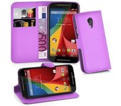Funda Libro para Motorola MOTO G2 en VIOLETA DE MANGANESO - Cubierta Proteccion con Cierre Magnetico, Tarjetero y Funcion de Suporte - Etui Case Cover Carcasa