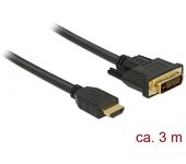 DeLOCK 85655 adaptador de cable de vídeo 3 m HDMI tipo A (Estándar) DVI Negro