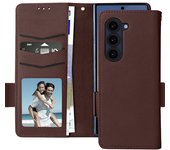 Funda Samsung Galaxy Z Fold 6 Solapa Tarjetero Soporte Vídeo Marrón Oscuro
