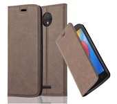 Funda Libro para Motorola MOTO C en MARRoN CAFe - Cubierta Proteccion con Cierre Magnetico, Tarjetero y Funcion de Suporte - Etui Case Cover Carcasa