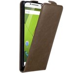 Funda para Motorola MOTO X PLAY in MARRoN CAFe - Cubierta Proteccion Estilo Flip con Cierre Magnetico - Etui Case Cover Carcasa