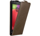 Funda para Motorola MOTO E4 in MARRoN CAFe - Cubierta Proteccion Estilo Flip con Cierre Magnetico - Etui Case Cover Carcasa