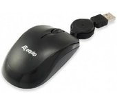 Life Ratón óptico Cable USB retráctil con 2 botones negro 1000dpi