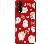 Funda Silicona Roja TCL 50 5G Cerdos