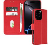 Funda con cierre para iPhone 16 Pro Solapa multifunción Soporte vídeo Rojo