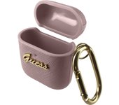 Estuche AirPods Rígido Efecto Cuero Saffiano Logotipo en relieve Oro Rosa