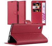 Funda Libro para Sony Xperia L1 en ROJO CARMiN - Cubierta Proteccion con Cierre Magnetico, Tarjetero y Funcion de Suporte - Etui Case Cover Carcasa