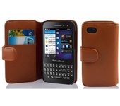 Funda Libro para Blackberry Q5 en MARRoN COGNAC - Cubierta Proteccion de Cuero Sintetico Estructurado con Tarjetero y Funcion de Suporte - Etui Case Cover Carcasa