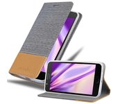 Funda Libro para Motorola MOTO E4 en GRIS CLARO MARRoN - Cubierta Proteccion con Cierre Magnetico, Tarjetero y Funcion de Suporte - Etui Case Cover Carcasa