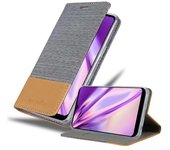 Funda Libro para LG K50s en GRIS CLARO MARRoN - Cubierta Proteccion con Cierre Magnetico, Tarjetero y Funcion de Suporte - Etui Case Cover Carcasa
