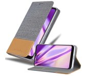 Funda Libro para LG K50 en GRIS CLARO MARRoN - Cubierta Proteccion con Cierre Magnetico, Tarjetero y Funcion de Suporte - Etui Case Cover Carcasa