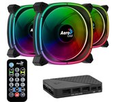 Aerocool ASTRO12PRO Kit 3 Ventiladores PC 12cm LED RGB Antivibración Control Remoto