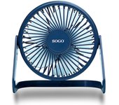 Ventilador Silencioso de Mesa USB 2W Portátil 180º 5 Aspas Cable USB 12cm Azul