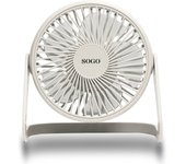 Ventilador Silencioso de Mesa USB 2W Portátil 180º 5 Aspas Cable USB 12cm Blanco