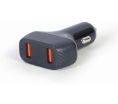 Gembird TA-U2QC3-CAR-01 cargador de dispositivo móvil Universal Negro Encendedor de cigarrillos Auto